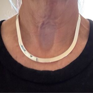Elegant Flat Silver Choker Necklace - Women's Jewelry